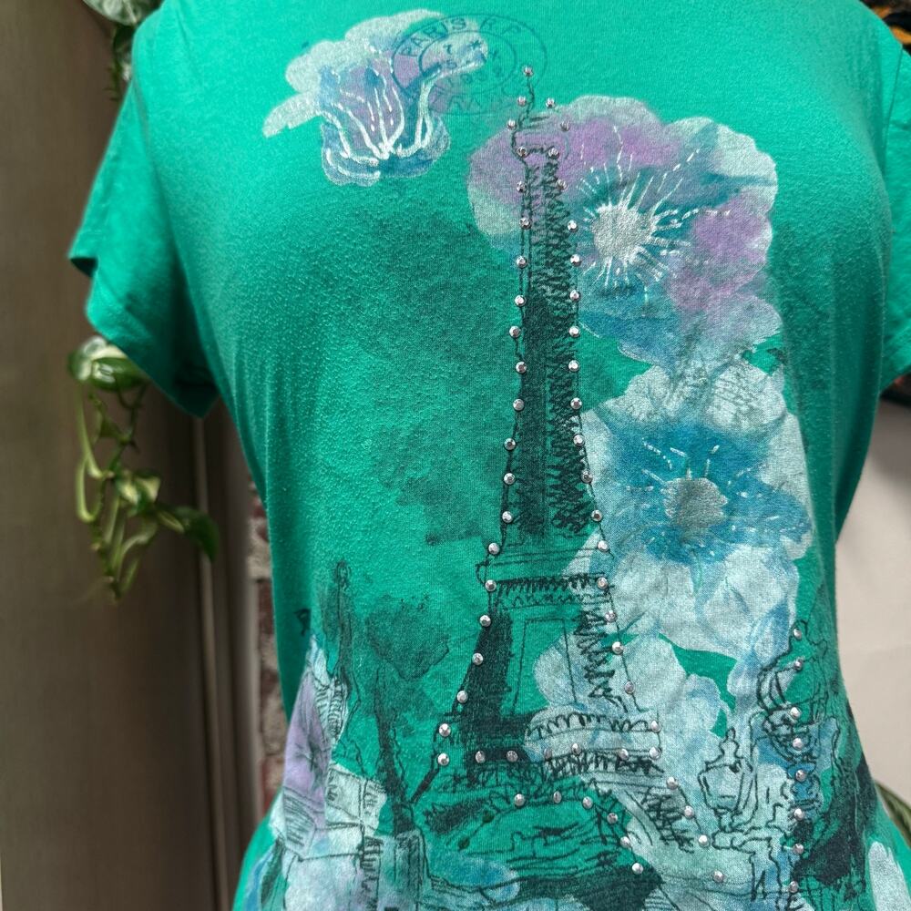 Y2K Style Rhinestone Graphic Tee Large - Picture 2 of 6